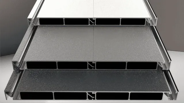 Technical illustration of aluminium system boards with rails